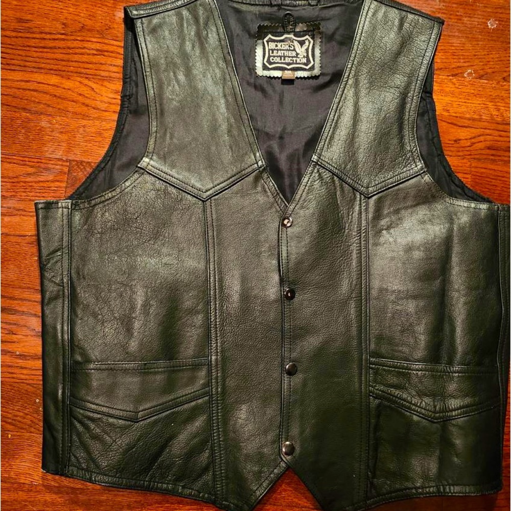 Bikers Leather Collection Black Genuine Leather Vest- Men’s Sz 50